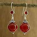 Sterling Silver 'Gujurati Ode' Carnelian Drop Earrings (India)