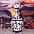 Handcrafted Ceramic 'White Tequila Garden' Liqueur Bottle (Mexico)