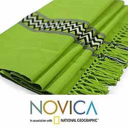 Handcrafted Cotton 'Lime Tree' Table Runner (Guatemala)