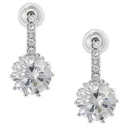 Journee Collection Silvertone Round-cut and Pave-set CZ Dangle Earrings
