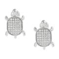 Tressa Silvertone Pave-set CZ Turtle Earrings