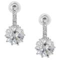 Tressa Silvertone Round-cut and Pave-set CZ Dangle Earrings