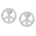 Tressa Silvertone Pave-set CZ Peace Sign Earrings
