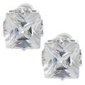 Tressa Silvertone Princess-cut CZ Stud Earrings