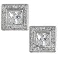 Journee Collection Silvertone Pave-set and Princess-cut CZ Stud Earrings