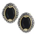 Two-tone Black Cubic Zirconia Clip-on Earrings