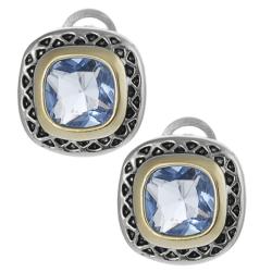 Two-tone Cushion-cut Cubic Zirconia Earrings