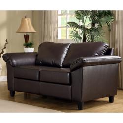 Insten Lucia Dark Brown Faux Leather Loveseat