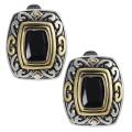 Two-tone Black Cubic Zirconia Ornate Clip-on Earrings