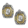 Two-tone Cubic Zirconia Ornate Clip-on Earrings