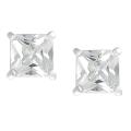Journee Collection Silvertone Princess-cut CZ Stud Earrings
