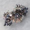 Silvertone White Pearl and MOP Floral Wreath Cuff (7-13 mm) (Thailand)