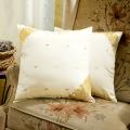Set of 2 Sari Fabric Cream Decorative Pillow Covers (India)
