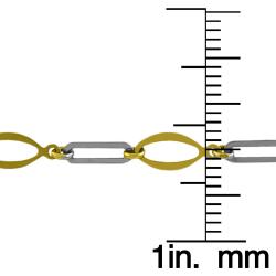 14k Two-tone Gold 10-inch Flat Oval Link Anklet