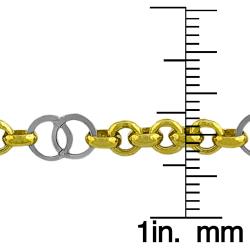 14k Two-tone Gold 9-inch Alternating Rolo Link Anklet
