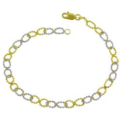 14k Two-tone Gold Diamond-cut Bead Ball Bracelet