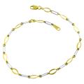 14k Two-tone Gold 10-inch Flat Oval Link Anklet