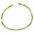 14k Two-tone Gold 9-inch Alternating Rolo Link Anklet