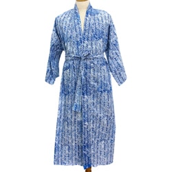 Cotton Men's 'Blue Baskets' Robe (Indonesia)