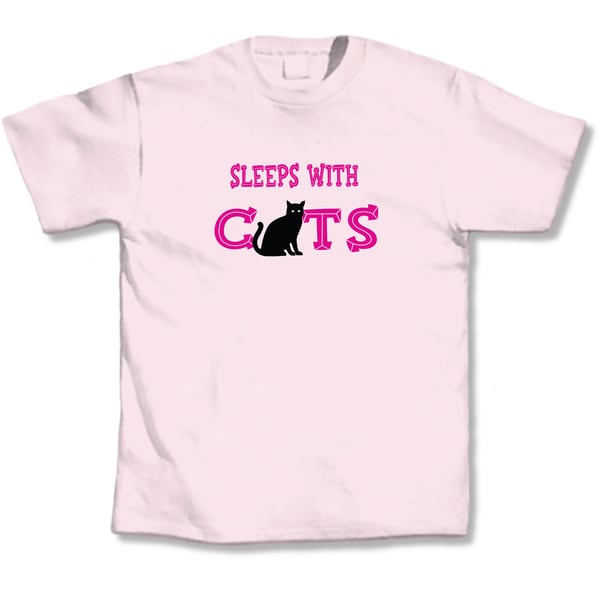 Sleeps With Cats Pink T-Shirt