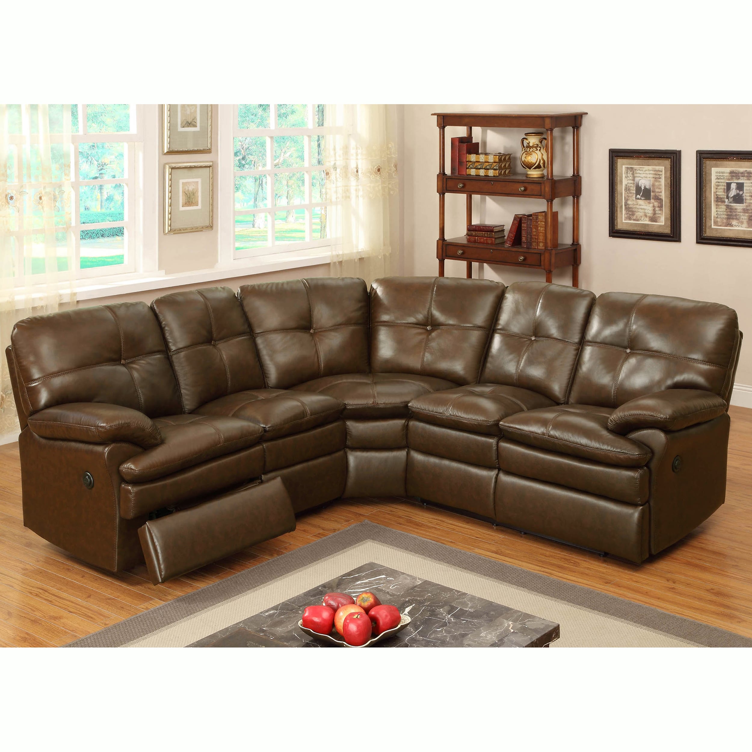 Clarington Brown Italian Leather Motorized Reclining Sectional Sofa