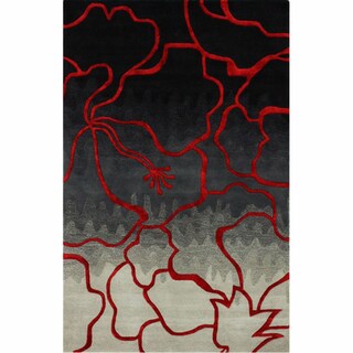 Handmade Contemporary Abstract Wool / Faux Sik Rug