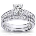 14k White Gold 1 1/3ct TDW Certified Diamond Bridal Rings Set (G, VS2)
