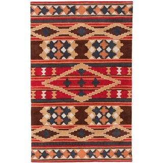 Dick Idol Hand-tufted Red/Brown Southwestern Aztec Summit Wool Rug (3'3 x 5'3)
