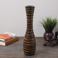 Yellow Multicolored Wood Vase (India)