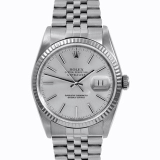 Pre-owned Rolex Mens Stainless Steel Datejust Silver Stick Dial Watch