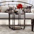 Edison Black Nickel Plated Modern Glass Top Round End Table