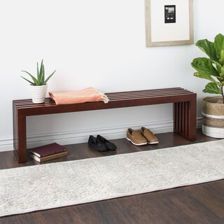 Walnut Finish 60-inch Slat Bench
