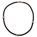 Braided Leather and Stainless Steel Bead Necklace