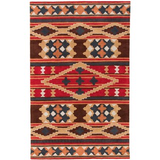 Dick Idol Hand-tufted Red/Brown Southwestern Aztec Perana Wool Rug