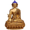 Buddha with Blue Head Brass Carving (India)