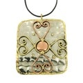 Handcrafted Copper and Brass Stone Cross Pendant Necklace (India)
