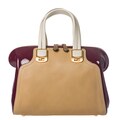Fendi 'Chameleon' Cherry/ Tan Color-block Leather Satchel