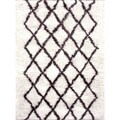 Rug Collective Handmade Moroccan Trellis Ivory Shag Wool Rug