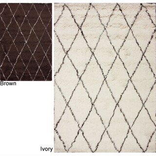 Handmade Moroccan Trellis Wool Shag Rug