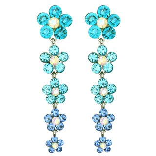 Kate Marie Silvertone Rhinestone and Acrylic Flower Design Earrings