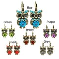 Kate Marie Silvertone Acrylic and Crystal Owl Design Earrings