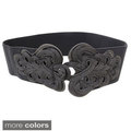 Women's Scrolling Buckle Contoured Elastic High Waist Stretch Belt
