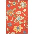 Handmade Blossom Rust Wool Rug (6' x 9')