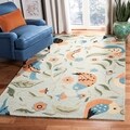 Handmade Blossom Sage Green Wool Rug