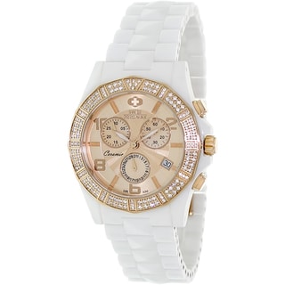 Swiss Precimax Women's White Ceramic 'Luxe Elite' Chronograph Watch