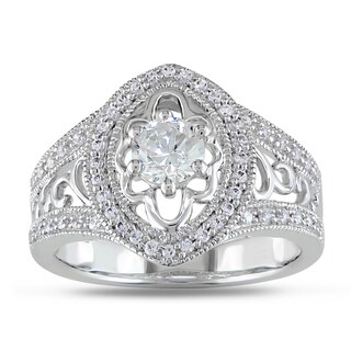 Miadora Sterling Silver White Cubic Zirconia Ring