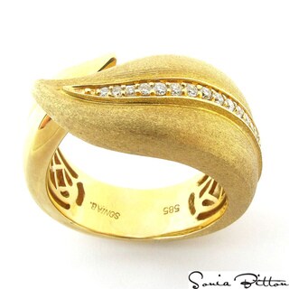 Sonia Bitton 14k Gold 1/5ct TDW Designer Diamond Leaf Ring (G-H, SI1-SI2)