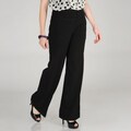 Hanna & Gracie Women's Black Wide-leg Trouser Pants with Cuffs