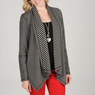 Hanna & Gracie Women's Striped Cozy Cardigan with Pointed Hem