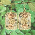 Handcrafted Brass and Copper Leaf Vine Dangle Earrings (India)
